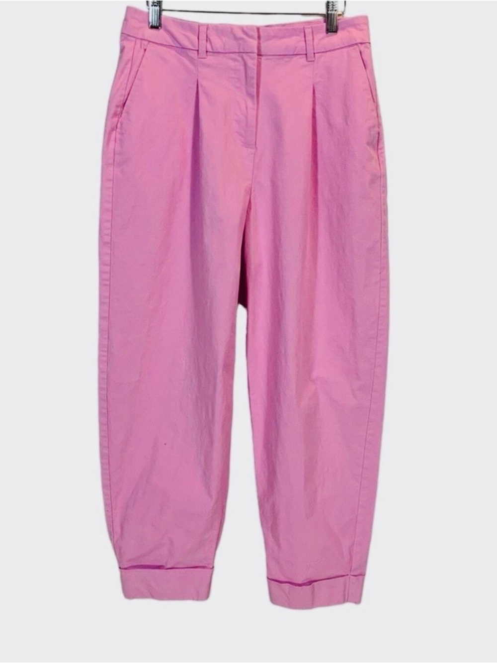 Casual Pink Pleated Women's Trousers